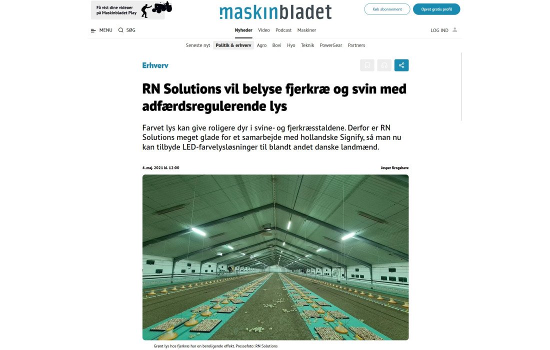 RN Solutions vil belyse fjerkræ og svin med adfærdsregulerende lys