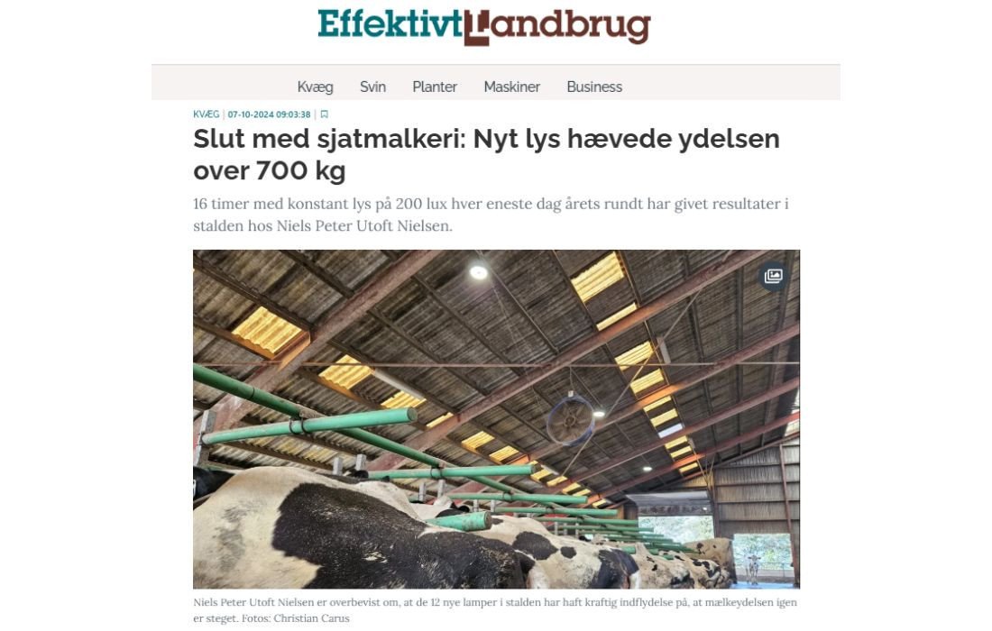 Slut med sjatmalkeri: Nyt lys hævede ydelsen over 700 kg