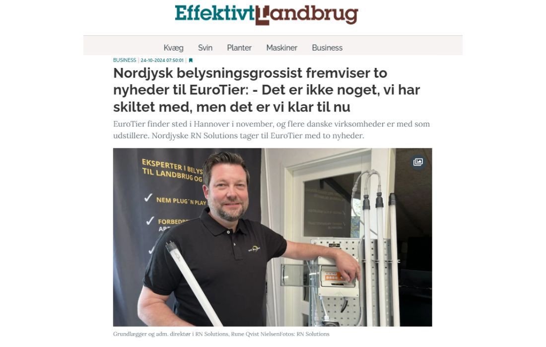 Nordjysk belysningsgrossist fremviser to nyheder til EuroTier: - Det er ikke noget, vi har skiltet med, men det er vi klar til nu